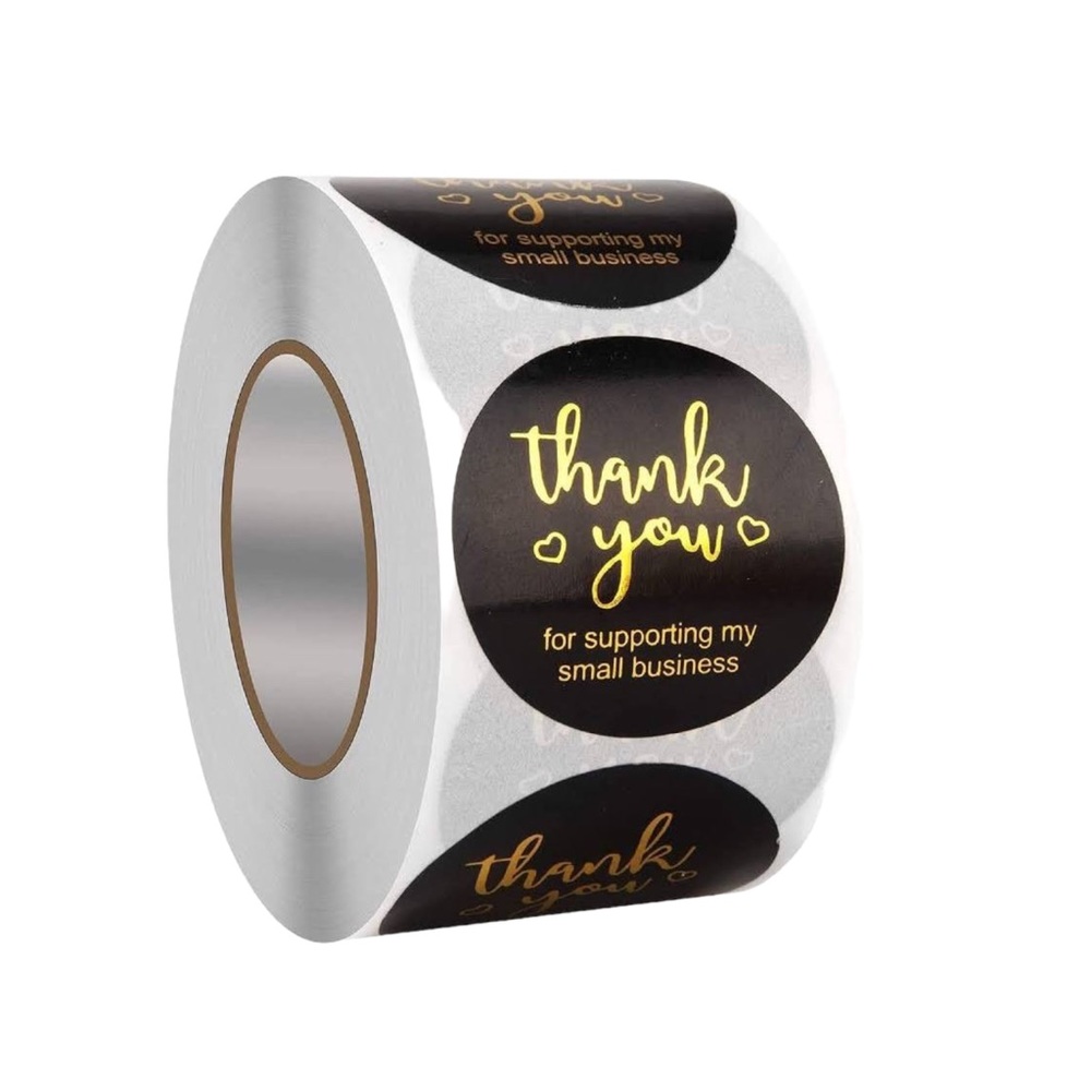 📦BUNDLE & SAVE📦500 Black & Gold Thank You Small Business Stickers